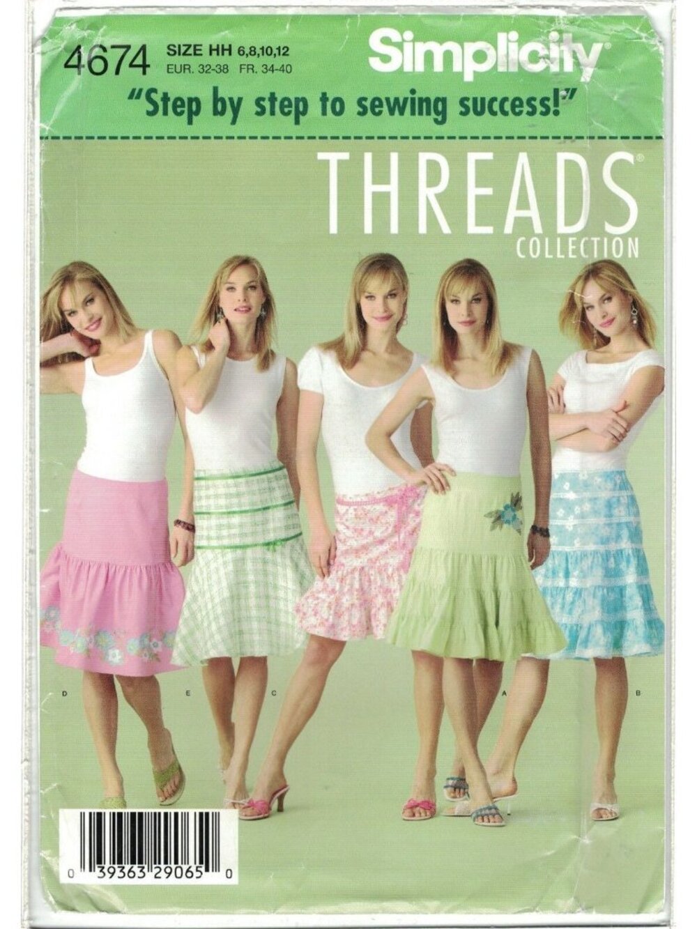 Simplicity Threads 4674 Coquette Boho Flounced Skirt Pattern Sz 6 8 10 12 Uncut